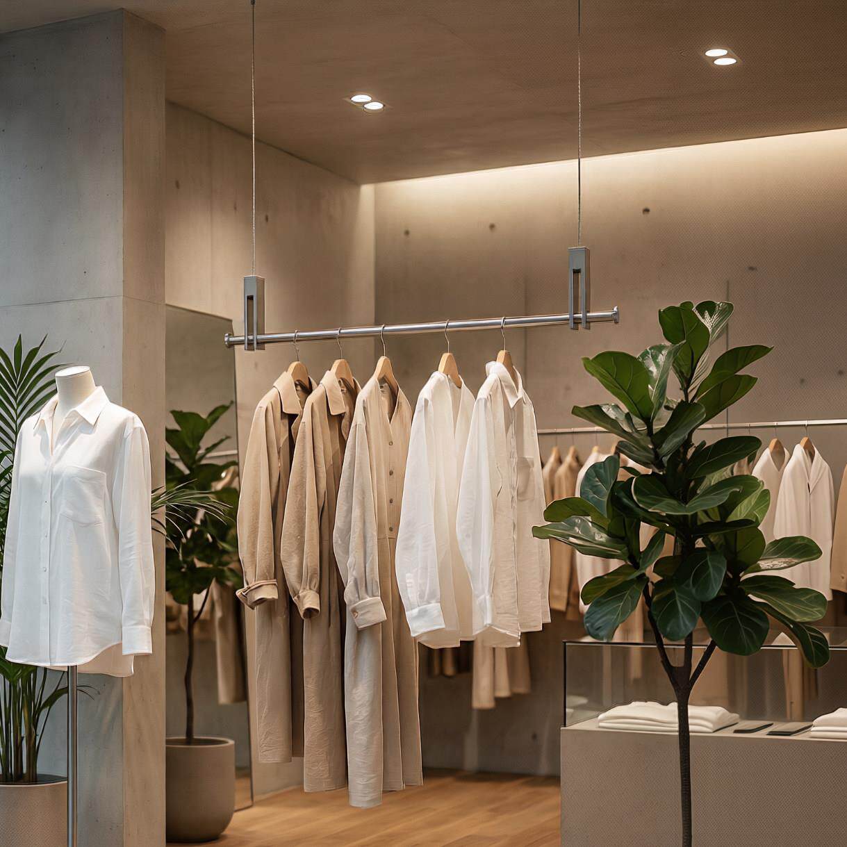 服装店不锈钢吊架吊顶悬挂展示架侧挂简约女装挂衣杆橱窗陈列货架