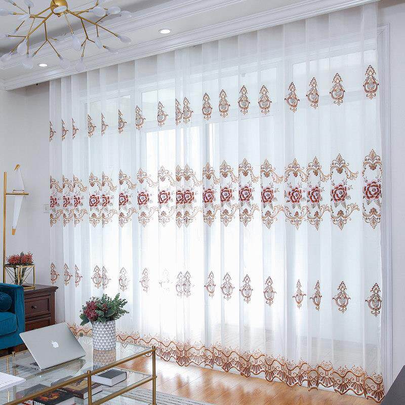 简约中欧式高档窗帘纱客厅绣花阳台卧室纱帘大气公主窗纱定制成品