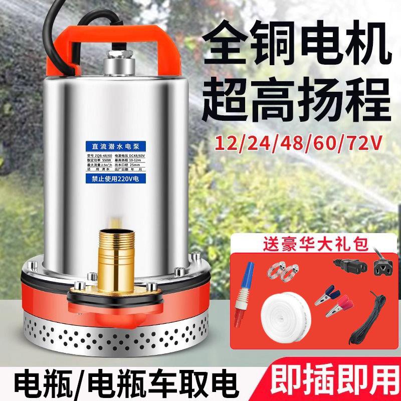 直流潜水泵12V24V48V60V伏家用电瓶车抽水泵小型电动车农用抽水机