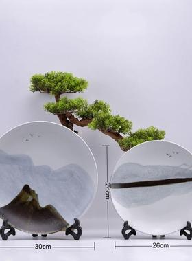 新式陶瓷摆MTO盘中板间酒店展玄关博古架厅工艺品看盘样装饰品摆