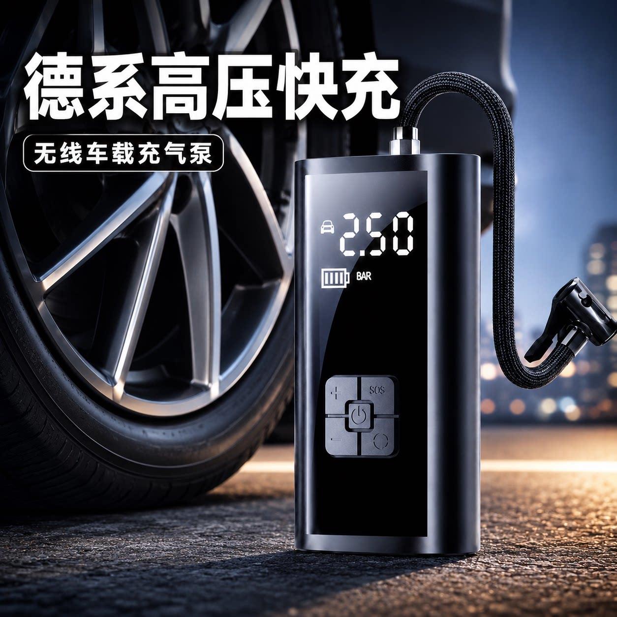 车载充气泵无线汽车用便携式打气泵电动轿车轮胎打气筒充气应急芰