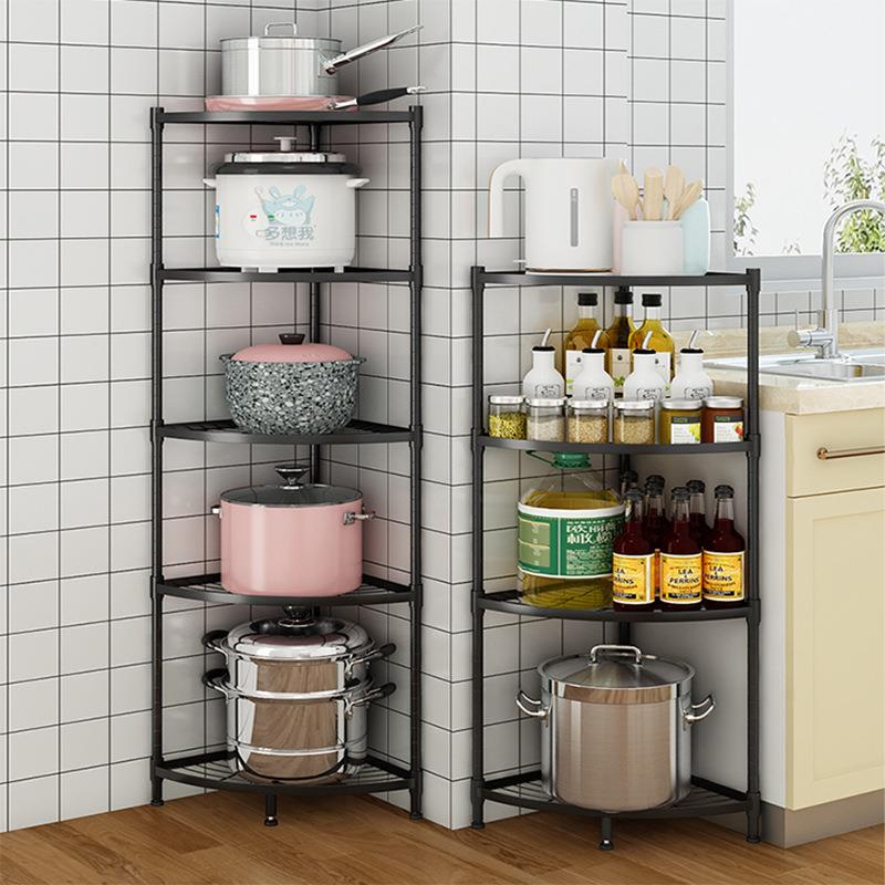 厨房置物架落地多锅架转角储物架墙角收纳整理架子KitchenRack