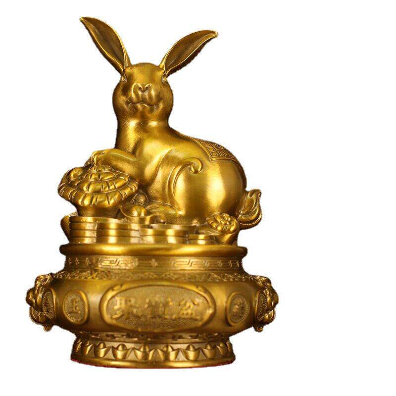 厂家黄铜兔子摆件家居装饰品客厅生肖兔吉祥物工艺品铜兔子