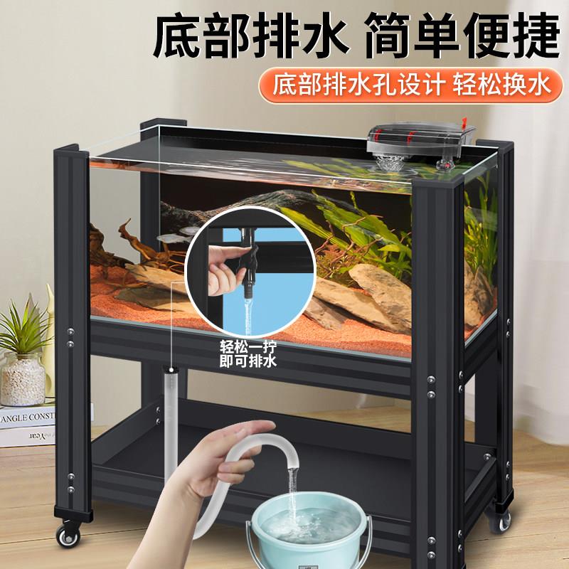 超白玻鱼缸XCH水族箱轮带排水璃大中型客厅生态溪落地流家用带金