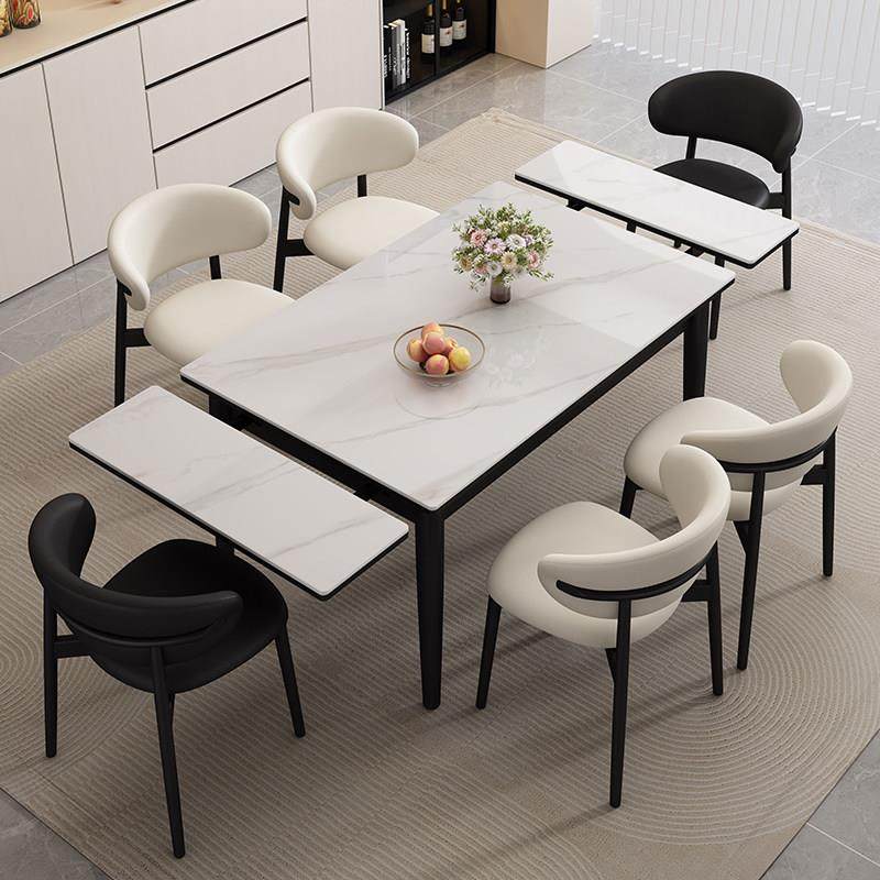 德利丰现代简约实木可伸缩岩板餐桌椅家用小户型可折叠长方形饭桌,住宅家具,岩板餐桌,淘宝优惠券,粉丝福利购,淘宝优惠卷