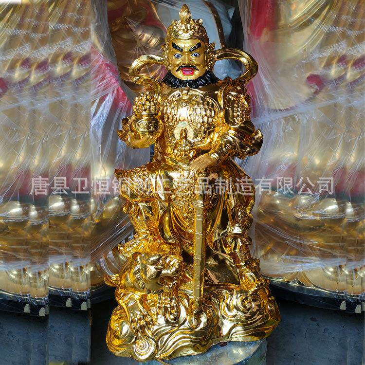 大型纯铜赵公明托元宝站像黑虎玄坛骑虎武财神爷铜像站像五路财神