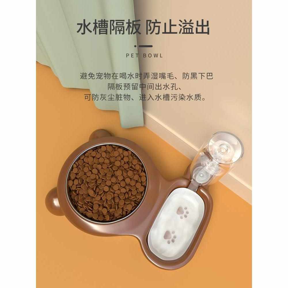 狗狗盆猫咪碗双碗自动喝饮水食盆不锈钢碗一体防打翻饭盆宠物用品