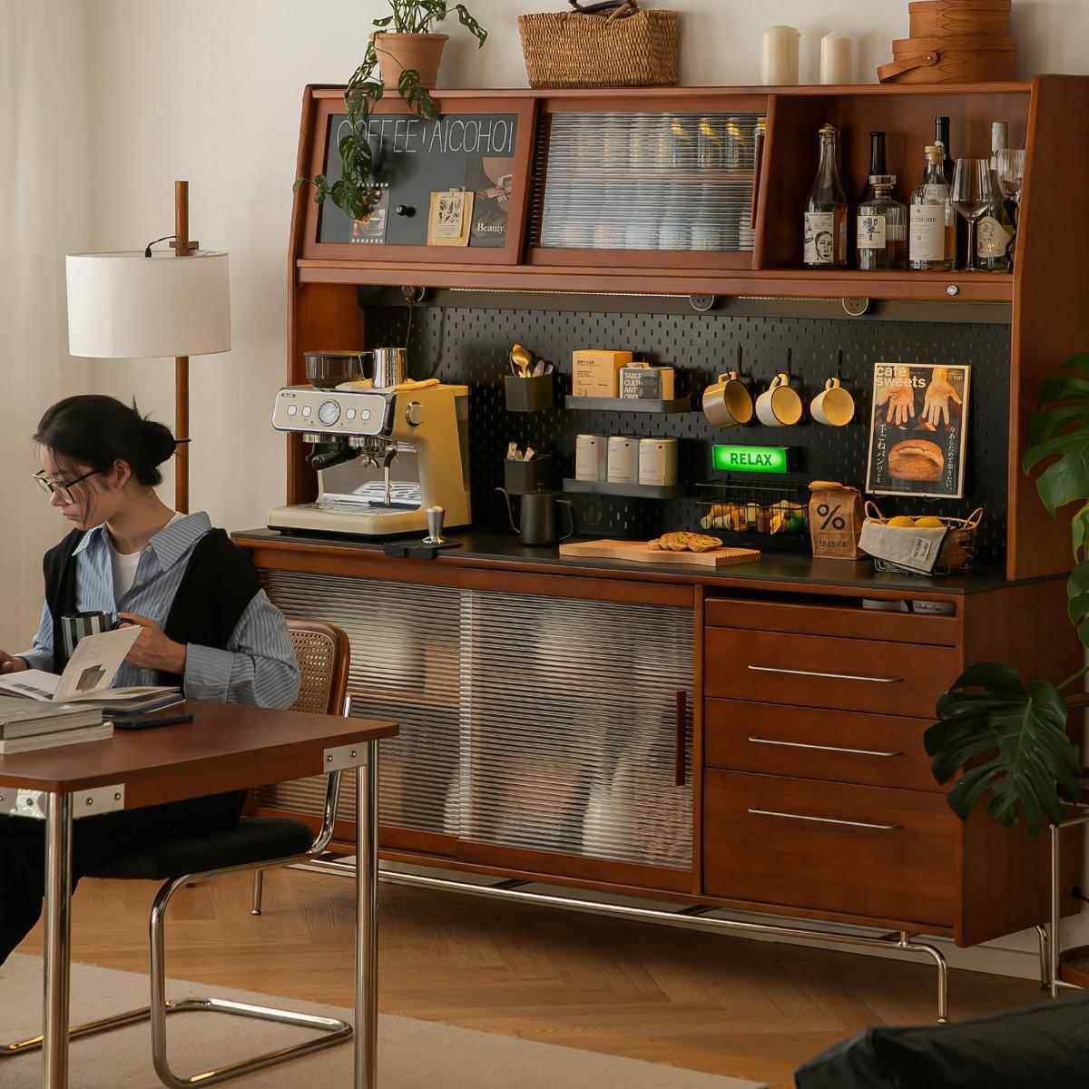 实木餐边柜中古风靠墙一体客厅岩板茶水柜复古酒柜储物柜咖啡边柜,住宅家具,餐边柜,淘宝优惠券,粉丝福利购,淘宝优惠卷