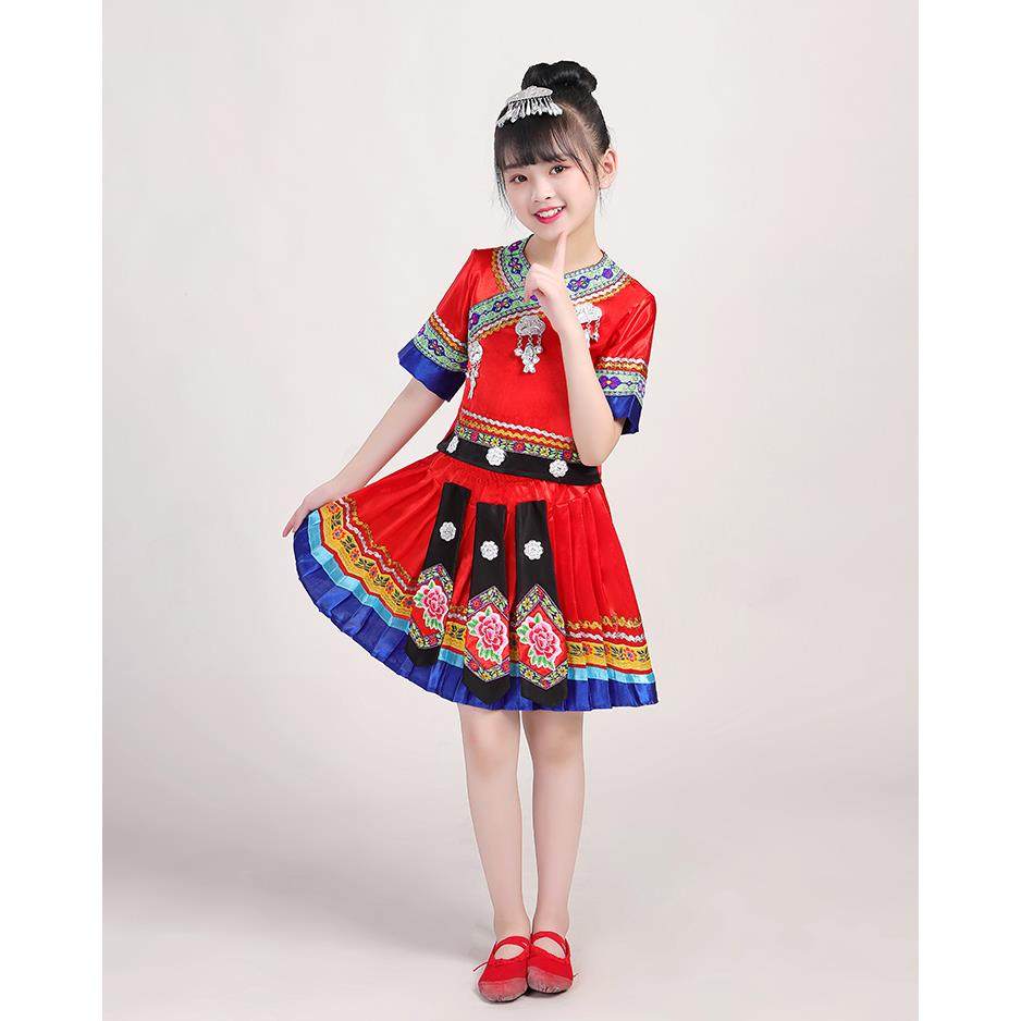 高档新款广壮族三三男女童少数民族苗族彝演出服僳僳族族畲月族服