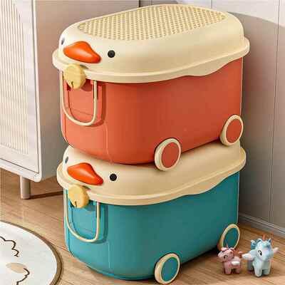 玩具收纳服箱塑料小鸭子物箱衣儿童家用杂物整理箱学生无品牌/卡