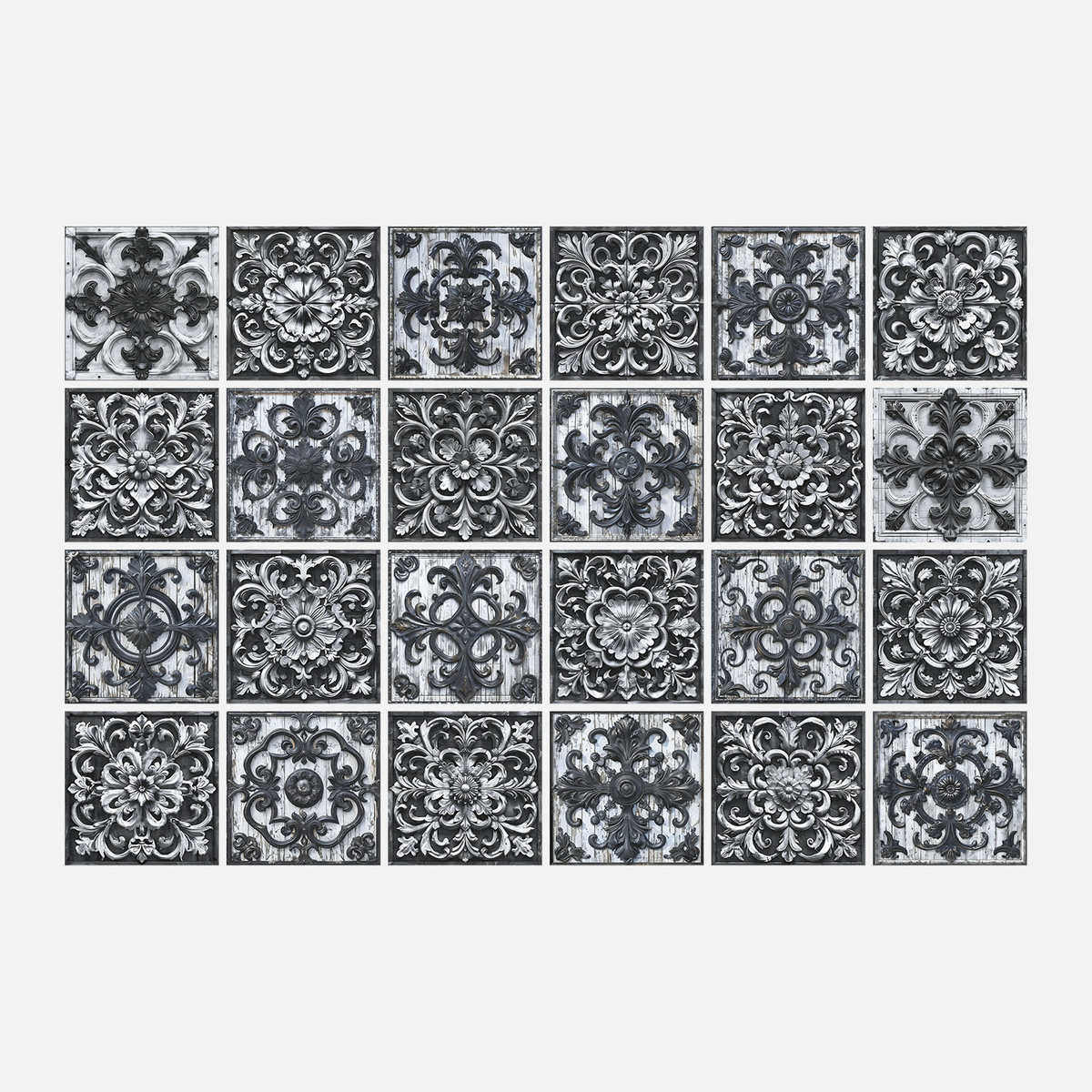 24片欧式花砖瓷砖墙贴厨房客厅防水防潮墙面装饰pvc自粘墙纸,家居饰品,软装墙贴,淘宝优惠券,粉丝福利购,淘宝优惠卷