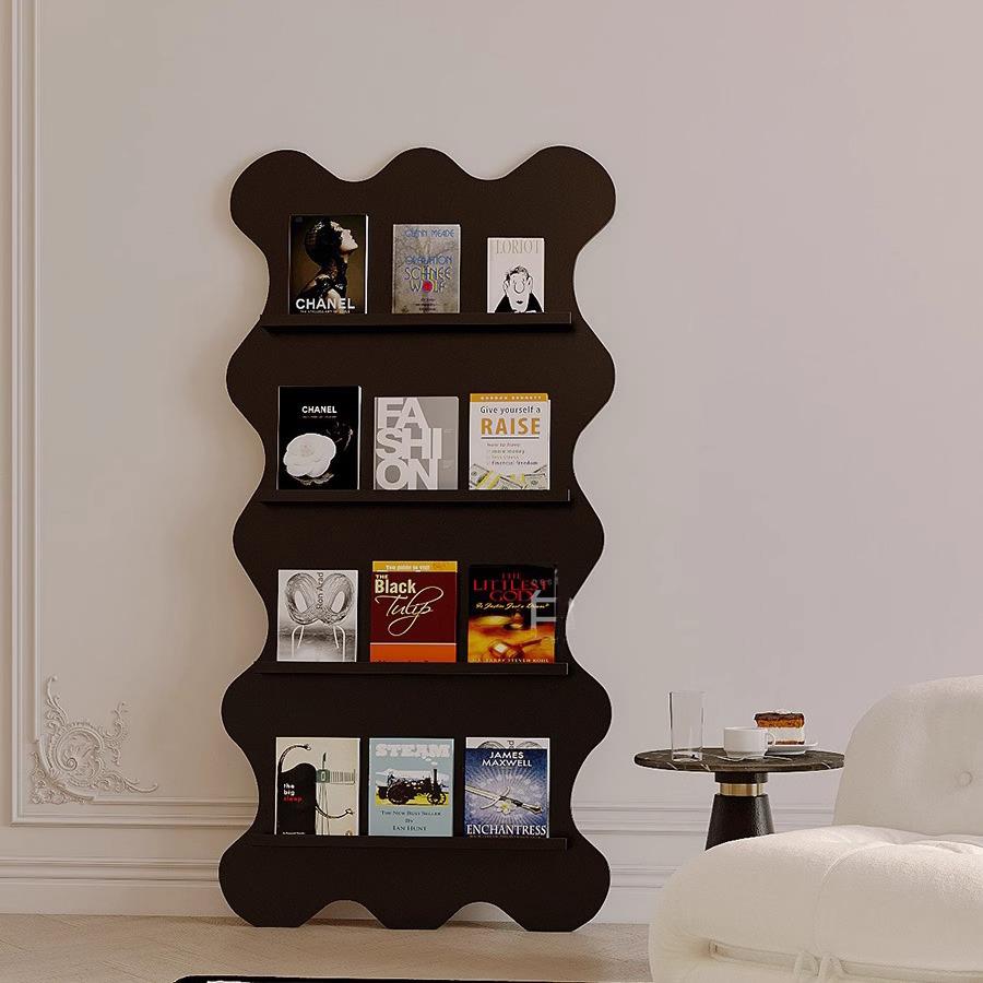 现代简约落地杂志架多层实木书架简易可移动置物架靠墙报刊展示架