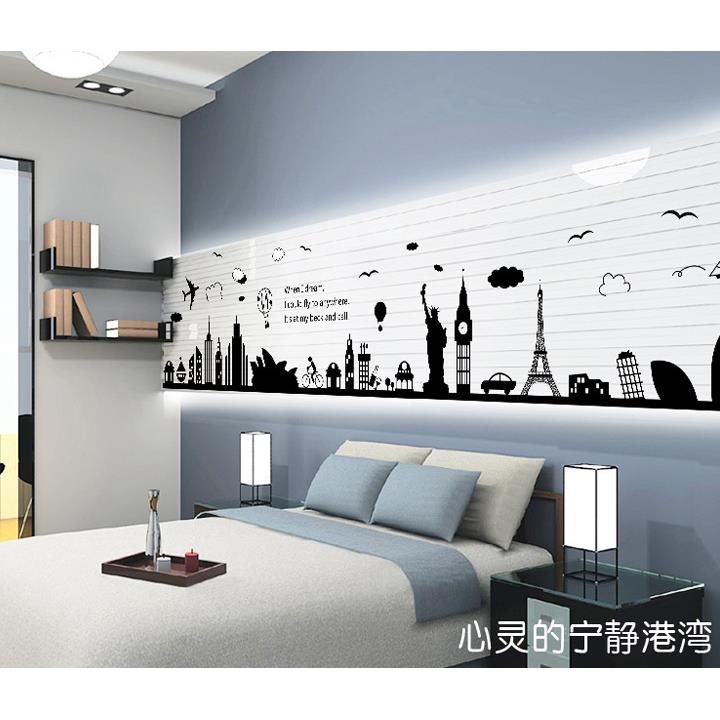 厂家 第三代PVC透明膜 DIY可移墙贴 AY9214欧式名建筑剪影