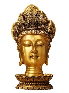 观音佛首铜像黄铜观世音菩萨工艺品寺庙供奉摆件家居客厅全铜摆饰