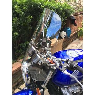 圓燈通用pc 摩托車擋風玻璃改裝 耐磨前擋風CB400擋風加厚4.5MM