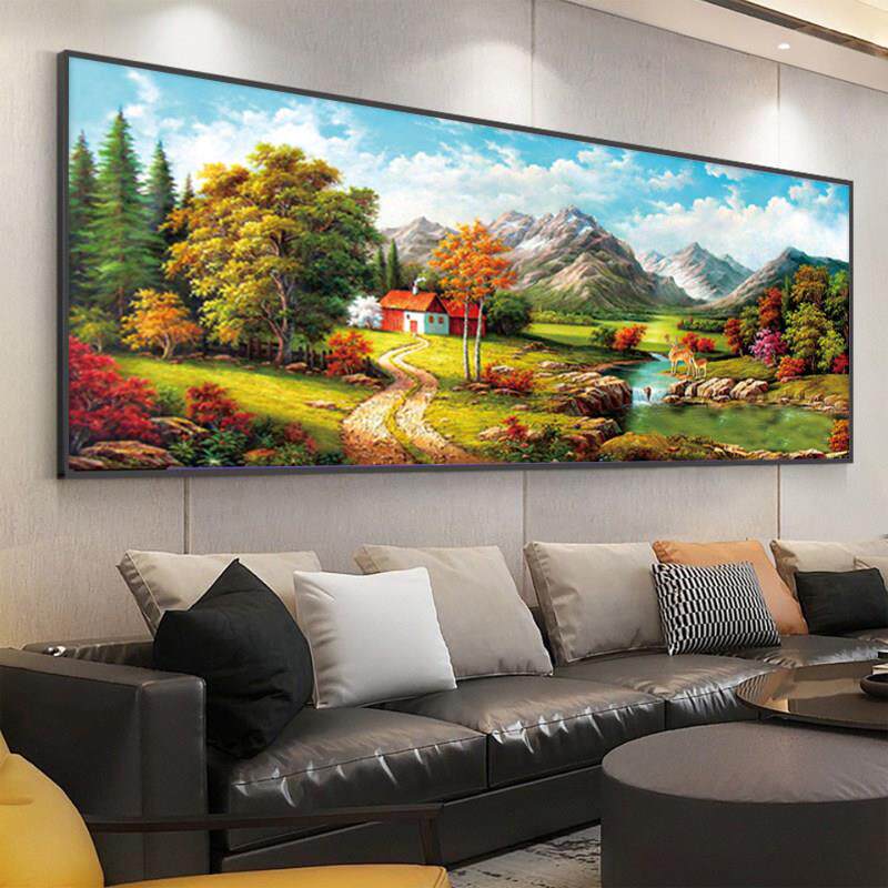 5d钻石画聚宝盆风景画满钻新款客厅大幅家园贴钻十字绣钻石绣线绣