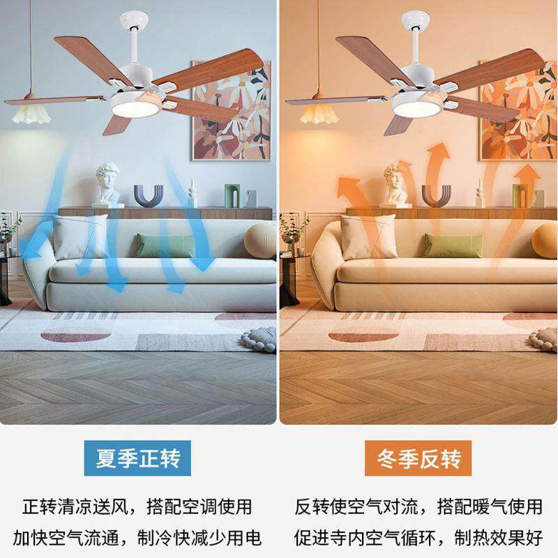 新款直销跨境美式复古吊扇灯 变频智能客厅餐厅电扇灯家用卧室LED