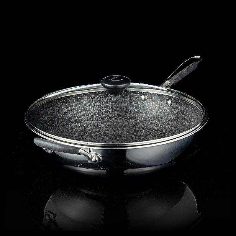 MEYER/美亚不锈钢蜂窝不沾炒锅平底锅不沾锅家用蛋牛排煎锅电磁炉