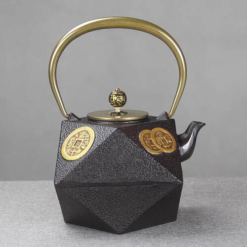 财源滚滚铸铁壶手工养生铁壶茶壶茶具复古铁茶壶茶室茶道摆件饰品