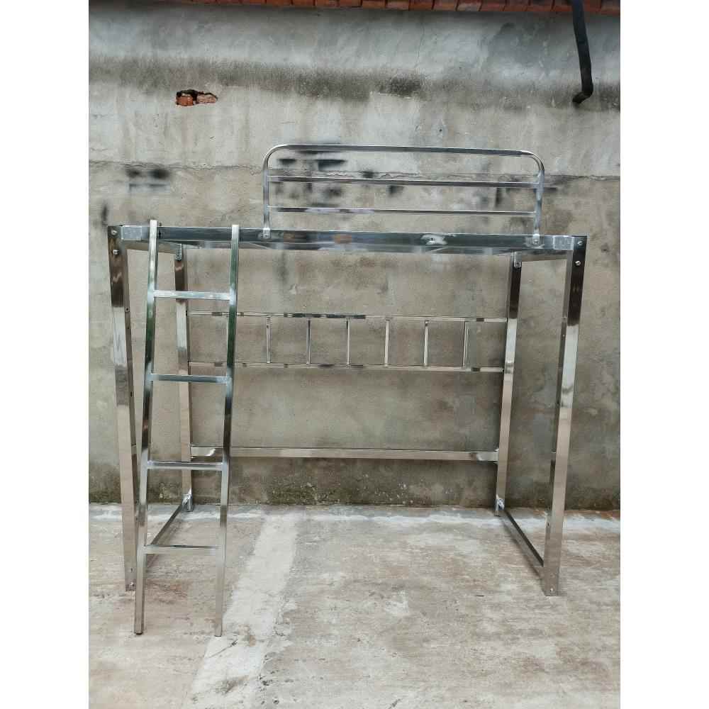 定制不锈钢铁艺无床头床架覆式高架床双人高架床上床下桌省空间