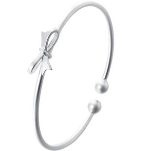 高档clect珂里蝴蝶结银纯手镯女银年轻款999足银镯子心饰银生实日