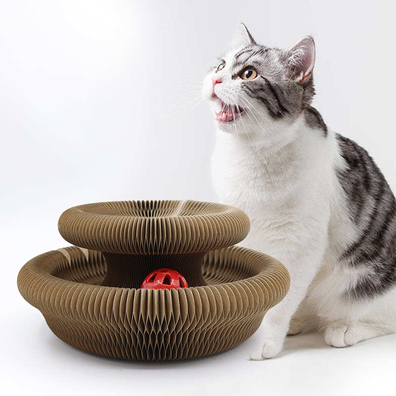 跨境风琴猫抓板猫咪玩具带铃铛猫磨爪猫爬架瓦楞纸自嗨耐 抓猫窝