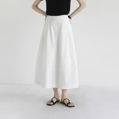 茹树家 白色半身裙长裙女2026新款夏季高腰廓形a字裙伞裙花苞裙