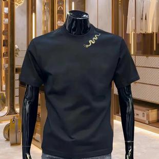 潮牌夏季 T恤时尚 新款 纯棉短袖 休闲百搭圆领上衣体恤 男士 2025美式