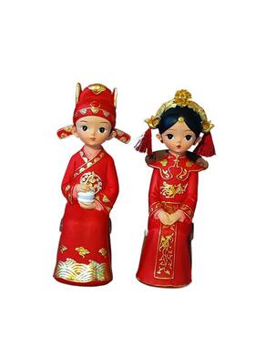 春节婚庆结婚摆件送新郎新娘中式婚礼树脂工艺品婚房布置软装装饰