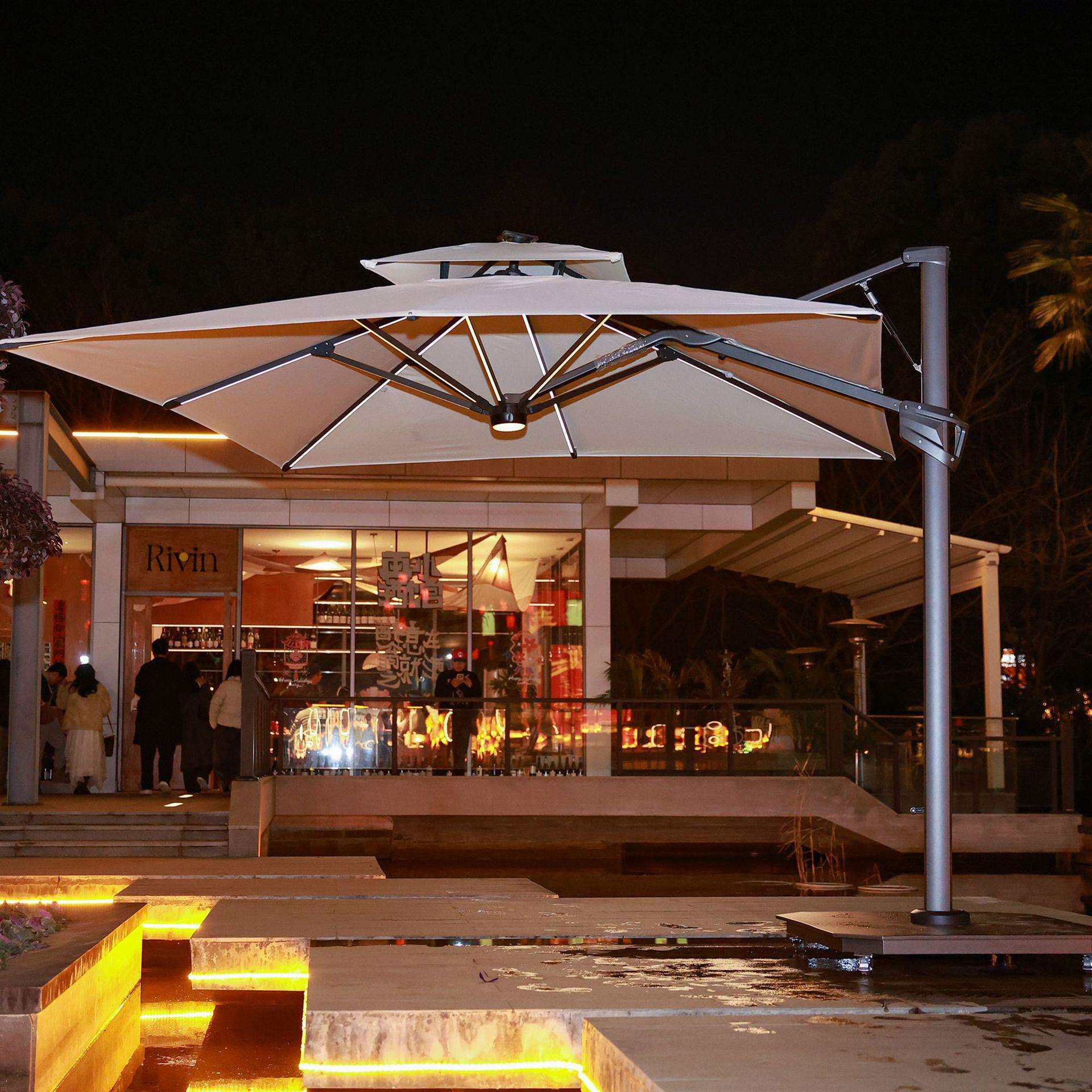 冷暖光切换液压罗马伞加粗加厚户外遮阳伞庭院花园大伞摆摊遮阳伞