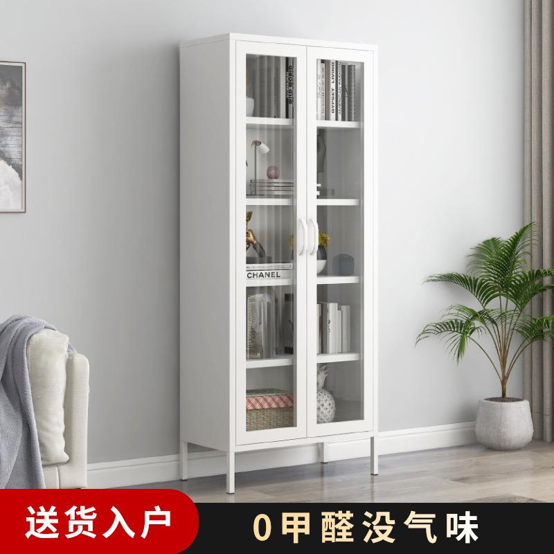 家用书柜玻璃柜夹缝展示柜儿童收纳柜阳台客厅铁艺储物柜整理柜子