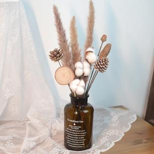 原生态天然干花芦苇蒲苇松果木棉花花瓶套装 北欧永生花插花摆件