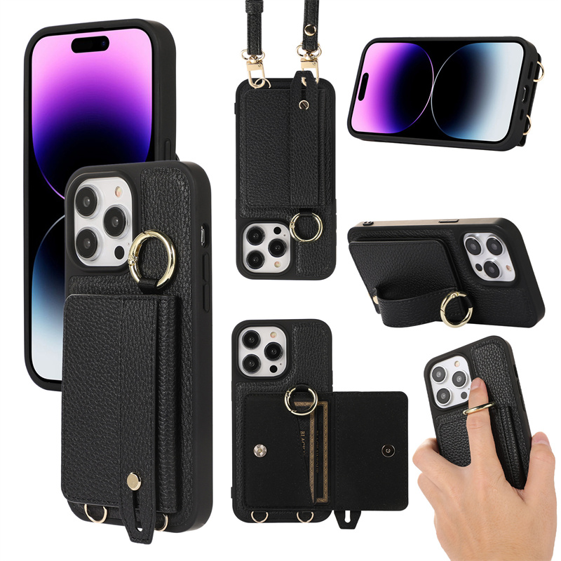 适用于适用iPhone15Pro max手机壳插卡支架功能苹果14Plus保护套