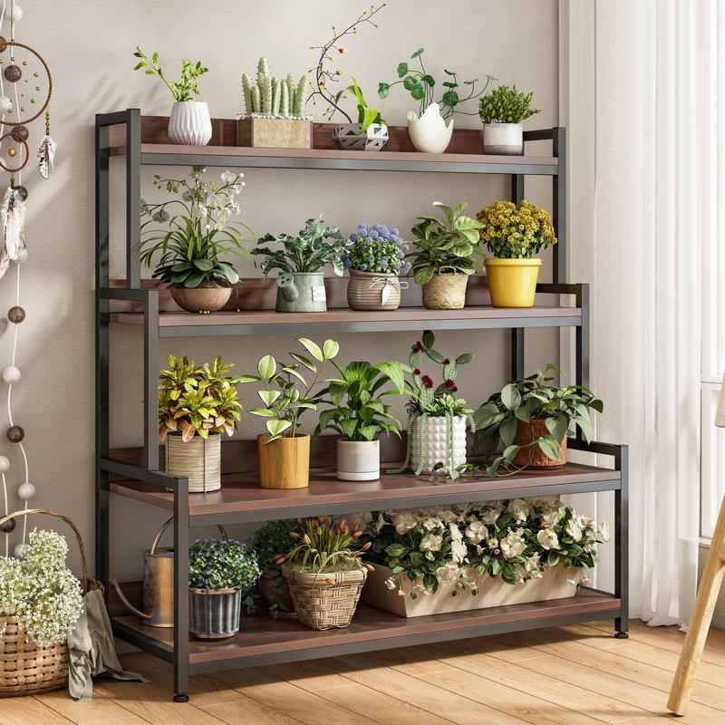 铁艺可移动花架带轮置物架阶梯客厅落地式多层花架子阳台户外庭院