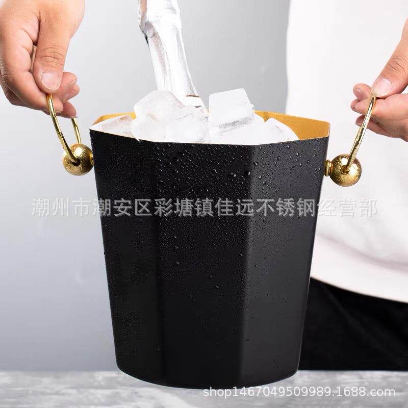 新款八NNO香槟桶桶欧不锈钢冰桶红酒家用KT角V式酒吧冰桶