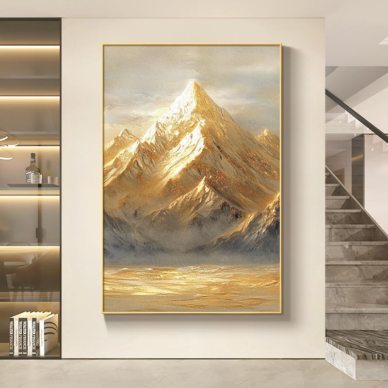 日照金山入户玄关装饰画轻奢高档客厅沙发背景墙挂画大气山水壁画