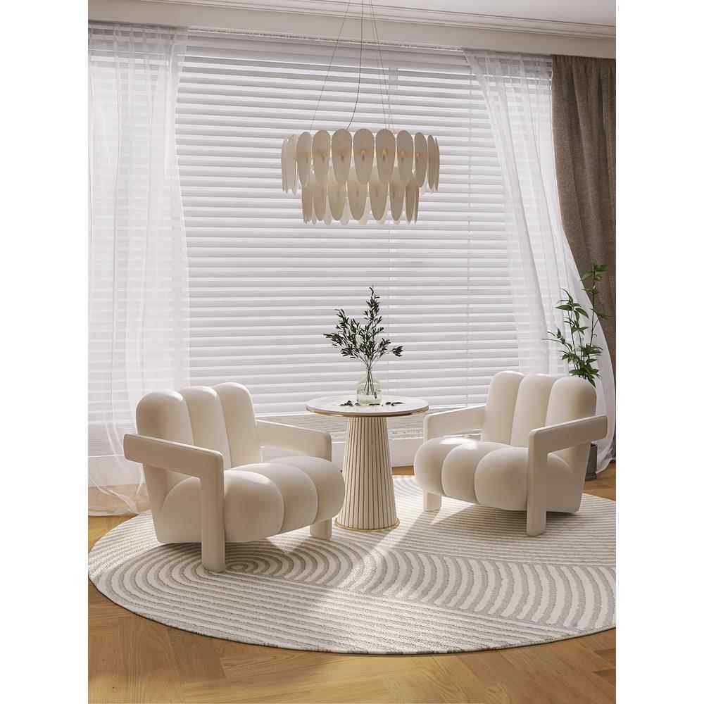 泽屿奶油风单人休闲椅设计师懒人羊羔绒客厅阳台小卧室单人沙发椅,住宅家具,沙发椅,淘宝优惠券,粉丝福利购,淘宝优惠卷