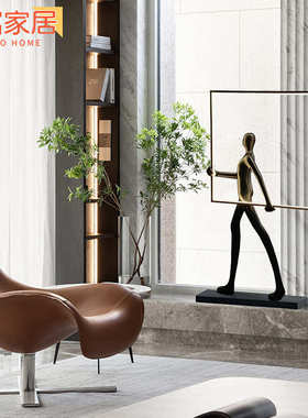 轻奢人物雕塑摆件装置艺术品客厅玄关售楼处酒店橱窗装饰摆件