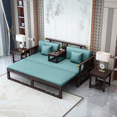 新中式 全实木罗汉床客厅小户型三人位简约沙发床两用禅意罗汉椅