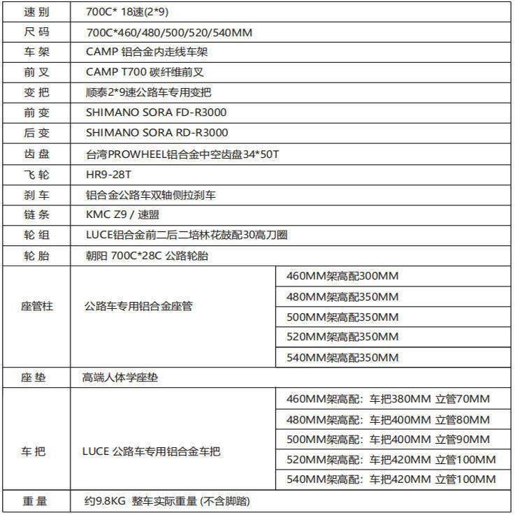 Camp坎普 RADON 圈刹 综合爬坡架铝合金公路车