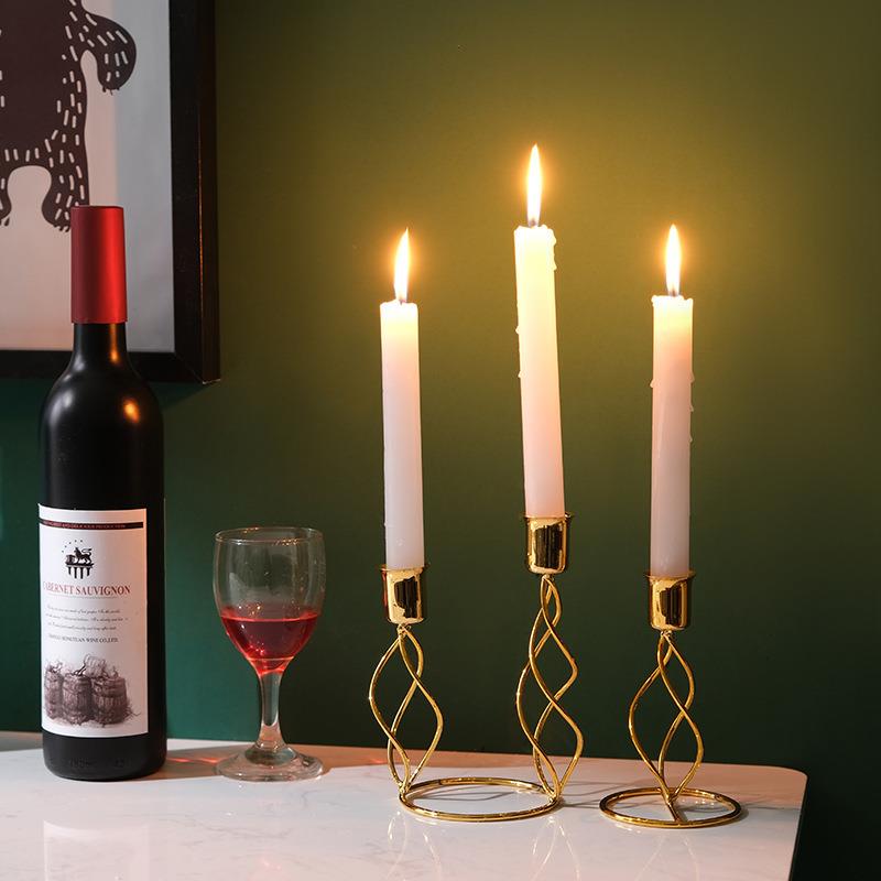 复古浪漫烛光晚餐道具创意铁艺蜡烛台摆件北欧轻奢家用装饰烛托