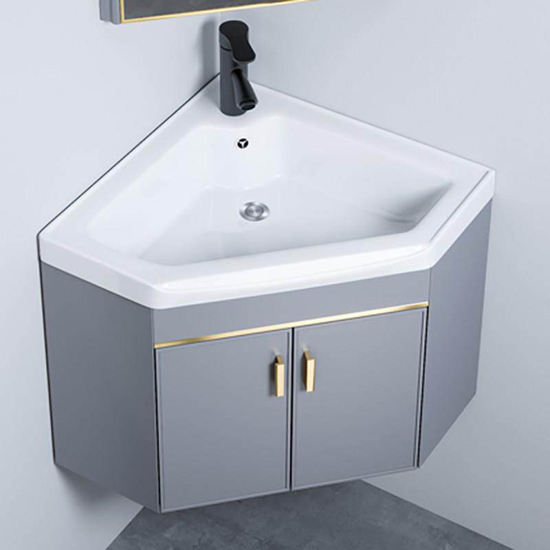 三角形浴室柜组合挂墙式洗手盆陶瓷小户型迷你洗脸盆转角阳台拐角