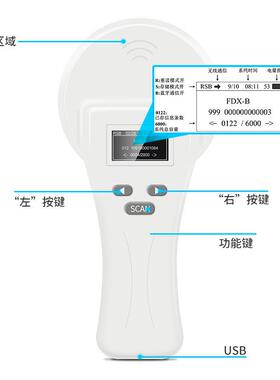 rfid低频读OCV卡器134手.2Khz便携F阅DX/B三协议A动物标签持读采
