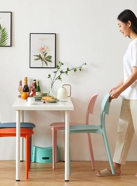 之亿椅加塑子家众用料餐椅靠背椅厚HTO白色商用餐桌椅卧室户外久