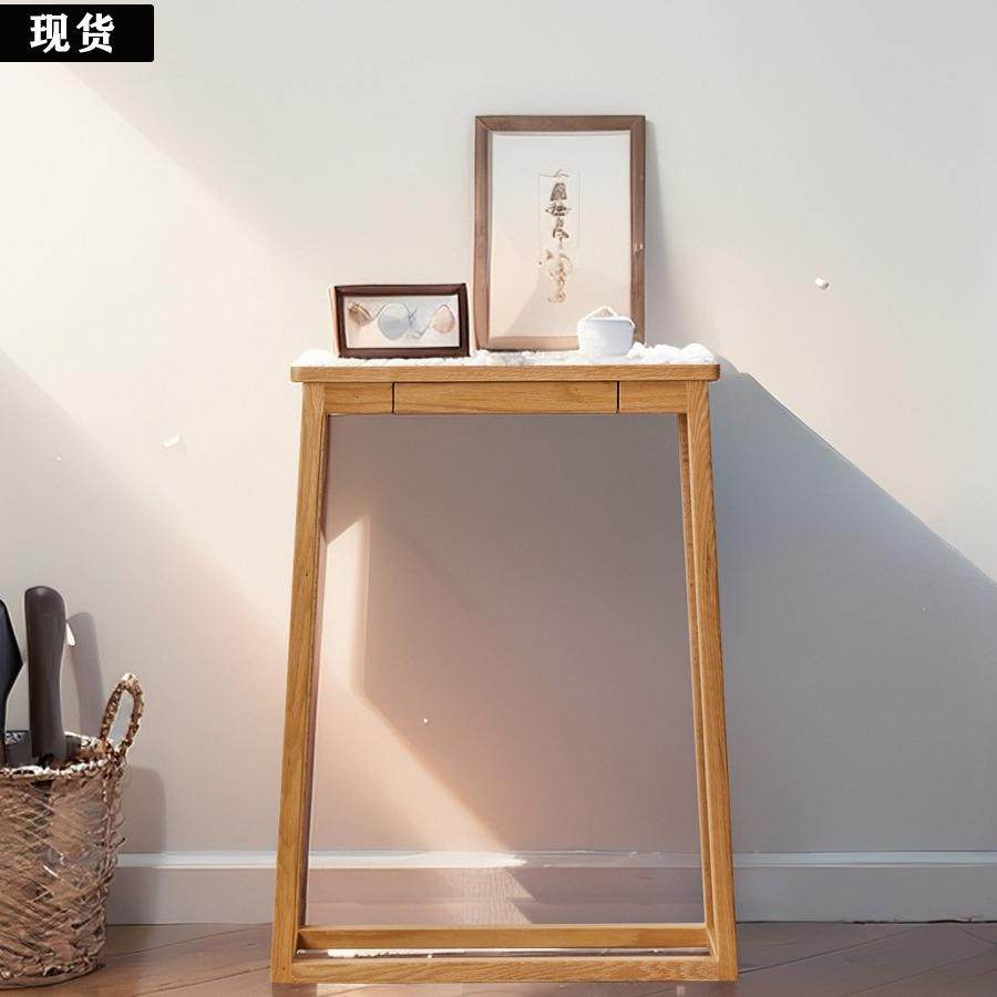 原木风橡木入户玄关桌沙发边过道走廊极窄空间小物边几供桌条案