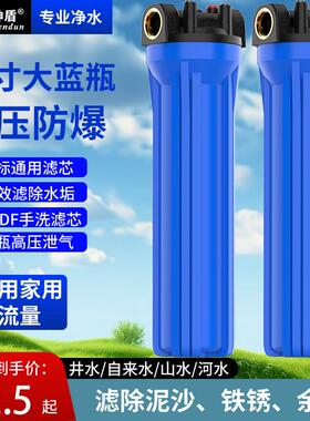 20寸蓝瓶前置过滤器全屋家用商用工业自来水井水过滤大流量净水器