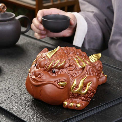 紫砂招财金蟾茶宠摆件可养大号茶玩茶桌茶台茶盘装饰茶具配件礼品