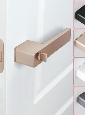 轻奢极简室内隐形门锁卧室房间家用木门通用型卫生间白色门把手
