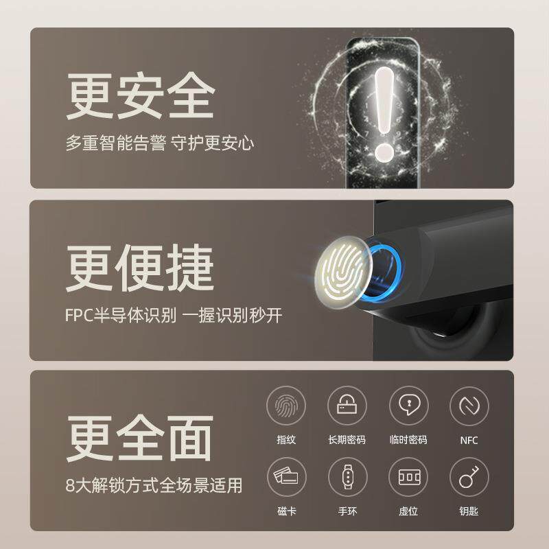 包安装】指纹锁密码锁通用型家用门锁防盗门智能锁电子锁大门