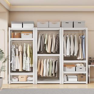 简易衣柜多层出租房用铁艺卧室家用组装置物架落地挂衣架收纳货架